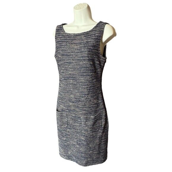 Banana Republic Sleeveless Tweed Dress Women's Size 6 Navy Sheath Lined - Picture 3 of 9